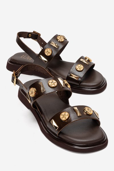 Libera Brown Genuine Leather Buckle Women's Sandals
