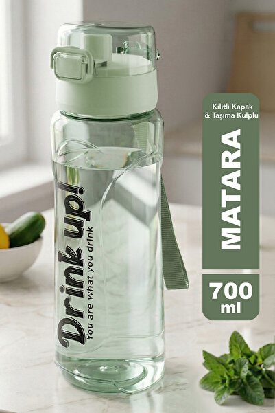 Шише за вода со рачка за носење - 700 ml шише за вода со капак на заклучување за училиште, спорт, патување, секојдневен живот, зелено