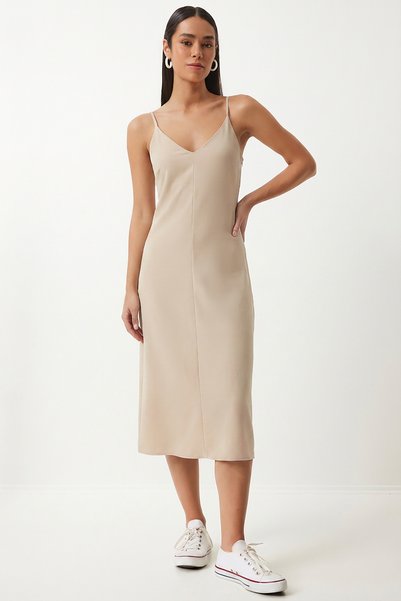 Strappy Flowy Summer Ayrobin Dress Lzv0064 Stone