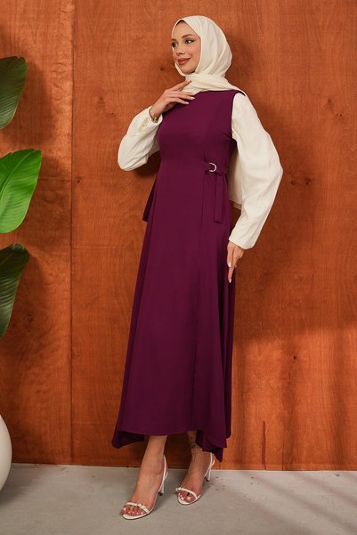 Plum Self-Belted Dumbbell Jile