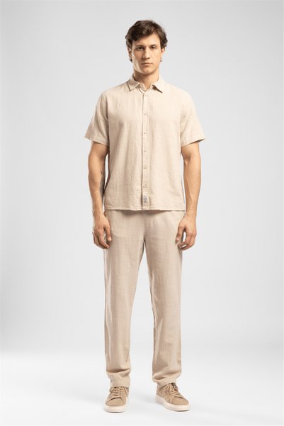 Weost Men's Loose Short Sleeve Shirt White
