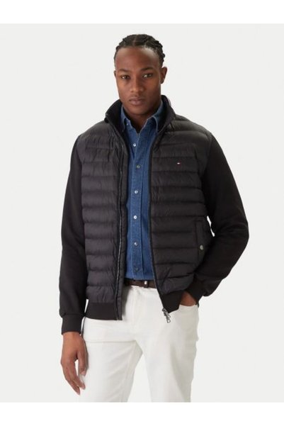 Stand Collar Black Men's Jacket MW0MW41329BDS_MIX MEDIA ESS RWB STA