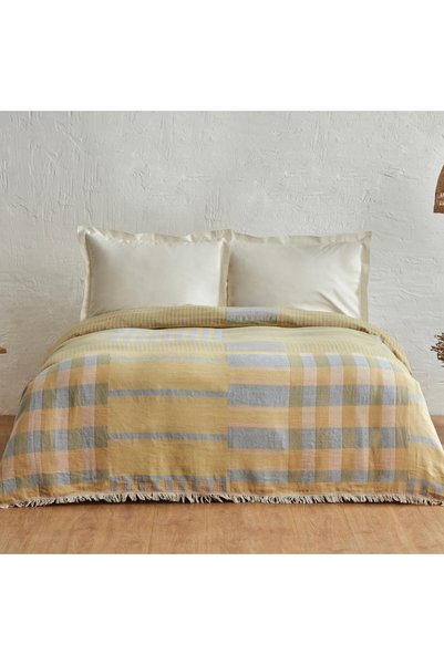 Striped 100% Cotton Double Muslin Pique Blue