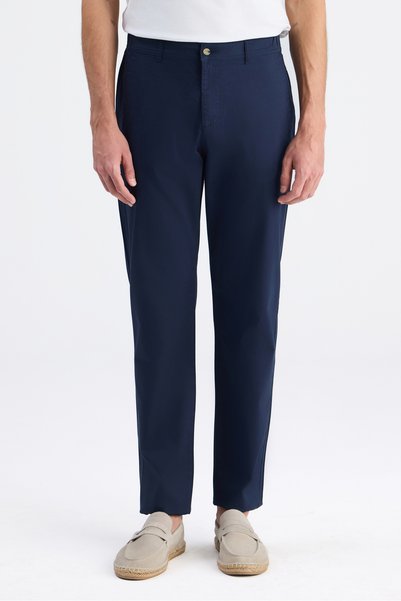 Ds Damat Comfort Fit Navy Blue Gabardine Chino Trousers