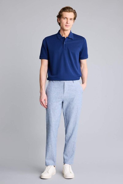 Breathable Tailored Fit Linen Trousers G6520Ax26Sm