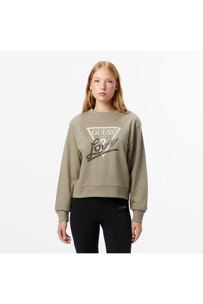 Studded Women's Green Sweatshirt