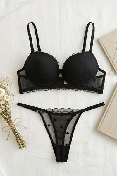 Lace Supported Underwire Bra Black