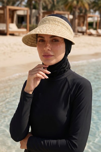 Wide Brim Visor Straw Hat Sunscreen Visor 2127 Beige