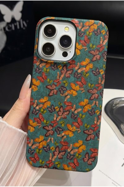 iPhone 13 Pro Max Compatible Premium Vintage Butterfly Pattern Hard Case Stylish, Shock-Absorbing