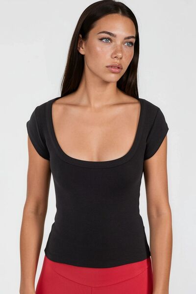 Busem Slim Fit Ribbed U-Neck Blouse