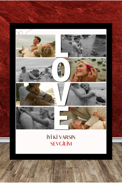 Персонализиран постер со рамка со дизајн Love