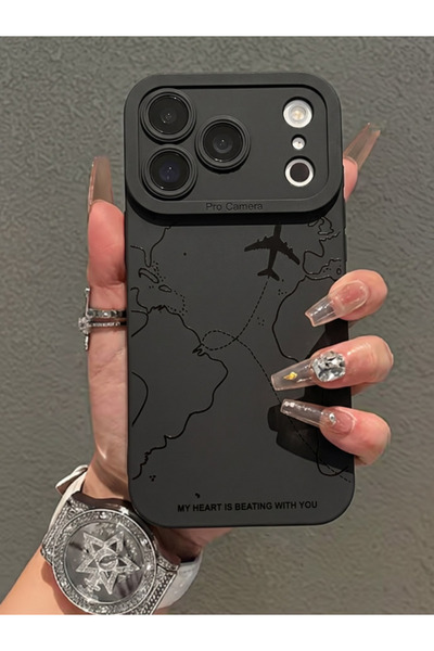 Compatible with Apple iPhone 17 Pro - Soft Silicone Case with Map Pattern, Shockproof Cover