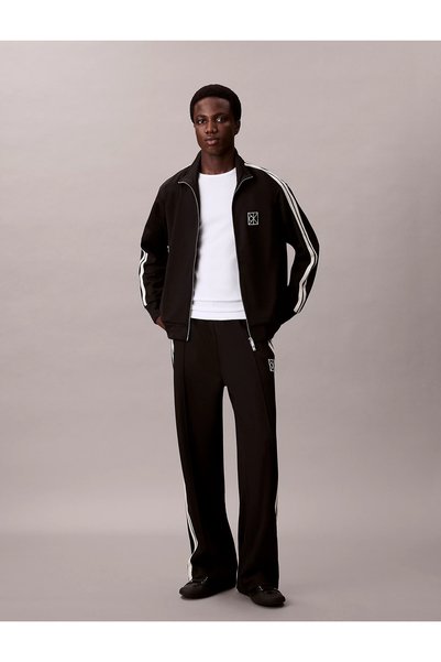 Regular Waist Regular Black Men's Sweatpants LV04LD221GUB1_DBL KNIT STRIPE TRACK