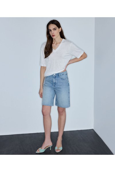 Hotfix and Trok Printed Denim Shorts