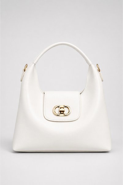 White Women's Elegant Buckle Shoulder Bag – Casual & Stylish Use