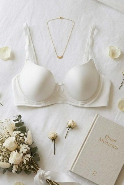 Unpadded Ribbon Detail Bra Ecru
