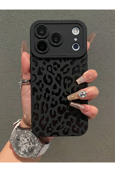 iPhone 17 Pro Max Compatible Premium Black Leopard Pattern Case Stylish Design, Camera Protected Case