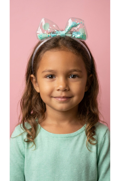 Green Children's Crown with Bow Detail