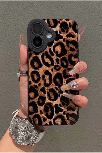 iPhone 16 Compatible Case Matte Yellow Leopard Pattern Shockproof Soft Camera Protection Cover