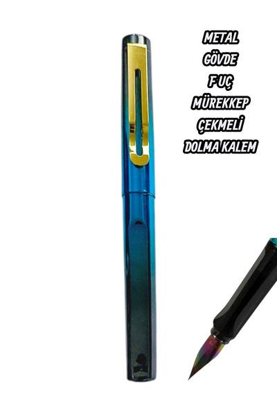 0.36mm ef nib fountain pen with ink converter - metal body