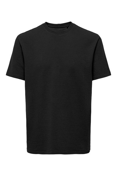 Onskıan Life Reg Seersucker Ss Tee Noos Black Men's T-Shirt 22028692