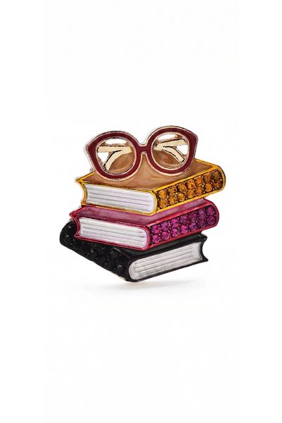 Glasses and Books Brooch