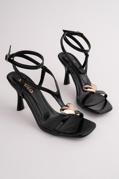 Heart Women's Thin Heeled Sandals with Heart Accessories