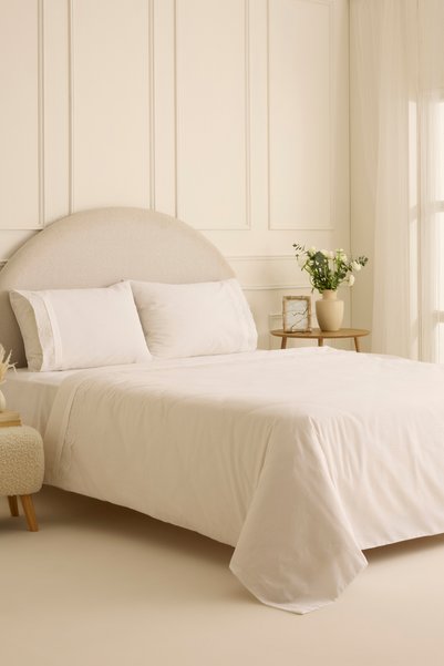 Velisse Lace Double Duvet Cover Set White