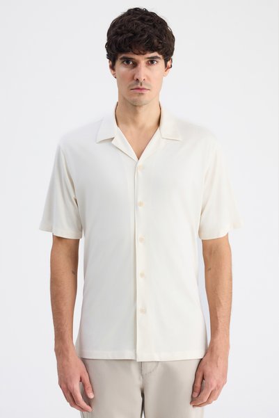 Slim Fit Ecru Dobby Shirt