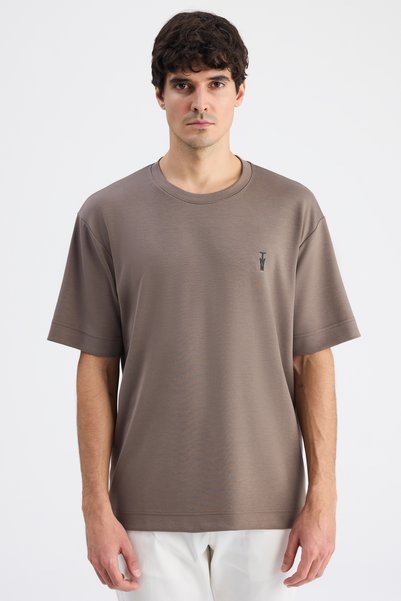 Relaxed Fit Mink Plain T-Shirt