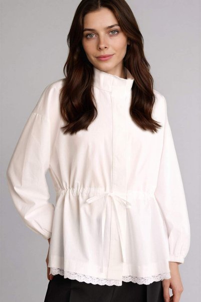 100% Cotton Regular Fit Poplin Long Sleeve Tunic H2401Ax26Sm