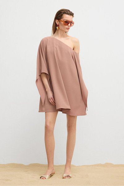 Moda Tutkusu One Shoulder Mini Crepe Dress