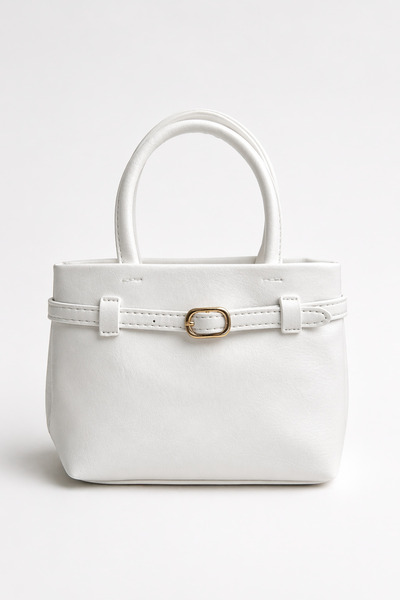 White Women's Hand & Shoulder Bag with Belt Detail – Stylish Daily and Classic Design