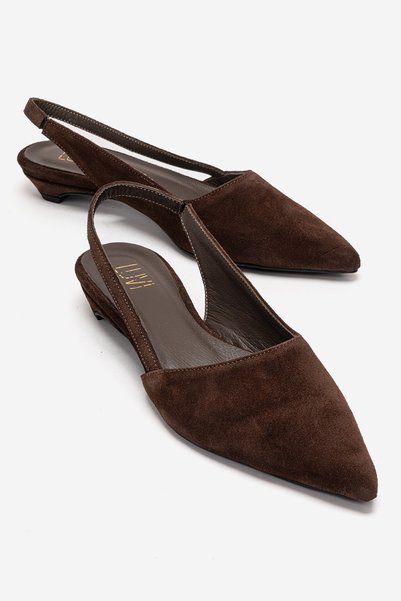 Berlina Brown Suede Genuine Leather Women's Low Heel Shoes