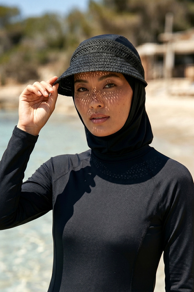 Wide Brim Visor Straw Hat Sun Protection Visor 2127 Black