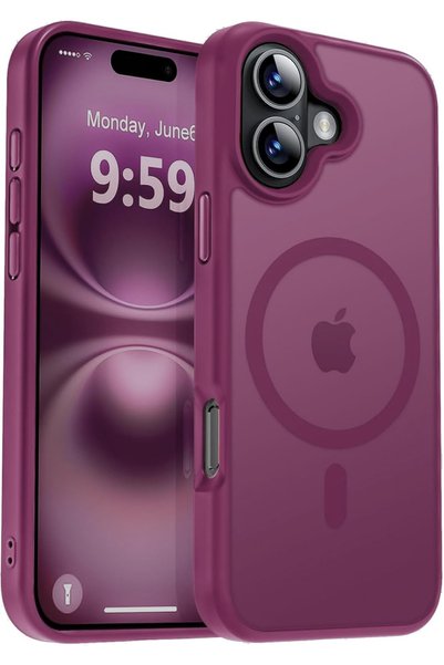 iPhone 16 Compatible Premium Matte Magsafe Case Claret Red