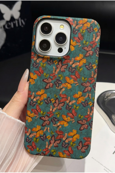 iPhone 14 Pro Max Compatible Premium Vintage Butterfly Pattern Hard Case Stylish, Shock-Absorbing