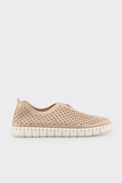 Beige Leather Women's Casual Shoes