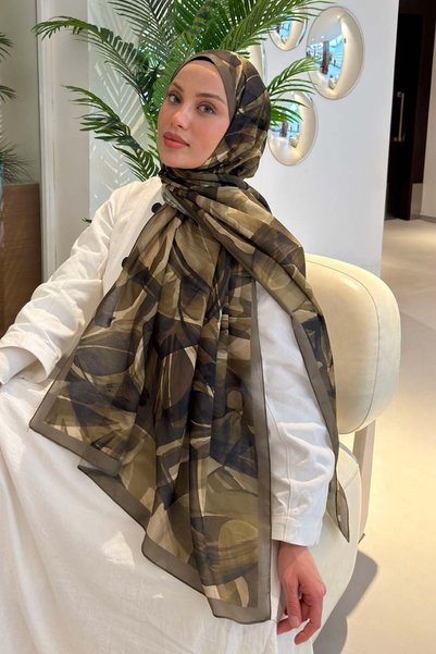 Brush Pattern Soft Shawl Army Green