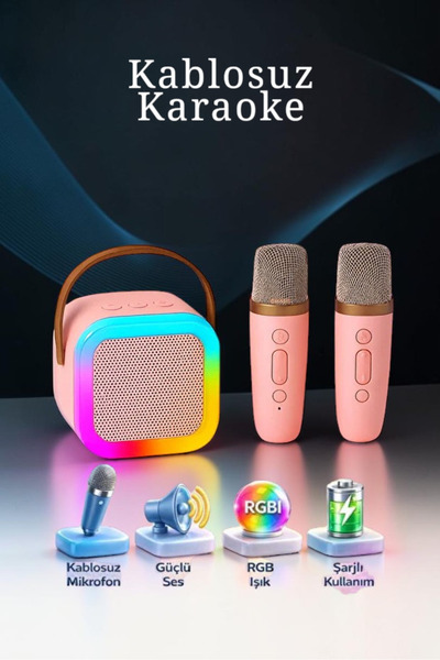 Караоке Bluetooth звучник со микрофон, RGB LED светло, 5 ефекти, звучна бомба