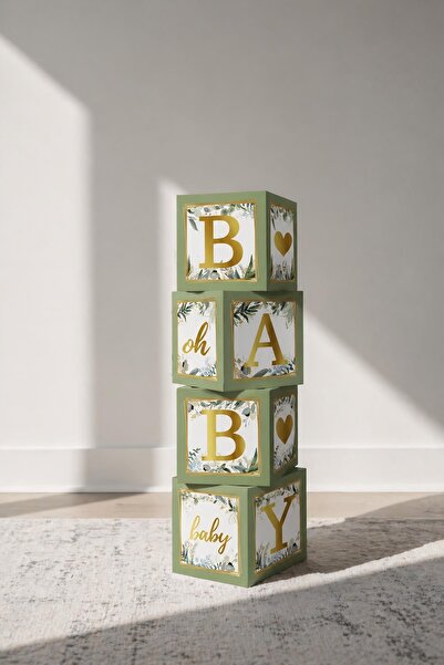 Сет за декорација за Baby Shower со натпис Baby во боја на жалфија