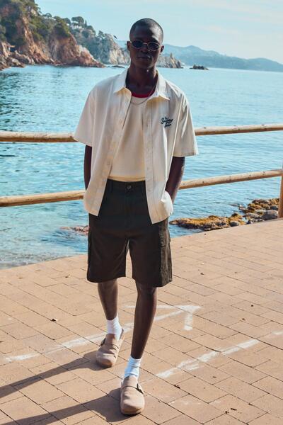 Wide-Leg Cargo Bermuda Shorts
