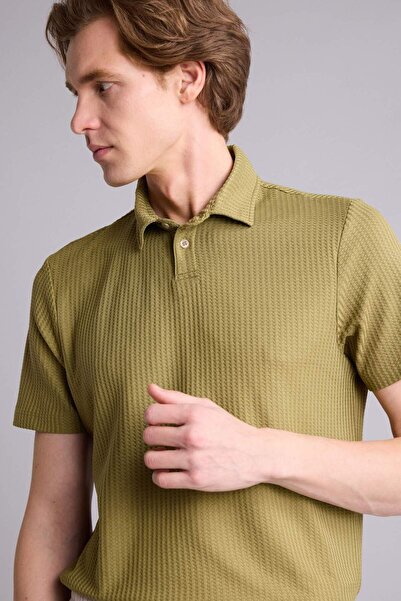 Slim Fit Вафл Поло Маица со Кратки Ракави F8628AX25AU