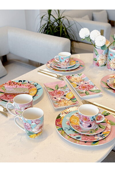 Luckyart сет од 6 порцелански шолји за чај Bone China со дезен на божур 220 ml LYBA037