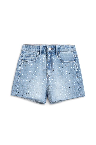 Hotfix Printed Jean Shorts