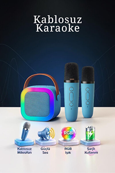 Караоке Bluetooth звучник со микрофон, RGB LED светло, 5 ефекти, звучна бомба