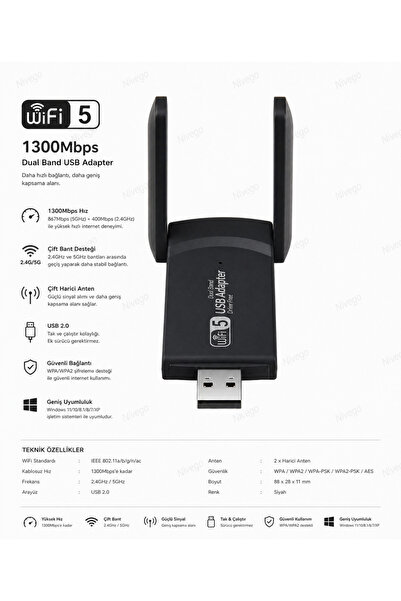 1300 Mbps Dual Band Usb 3.0 адаптер безжичен Wifi приемник 2.4ghz 5ghz New Free Windows 7/8/10/11