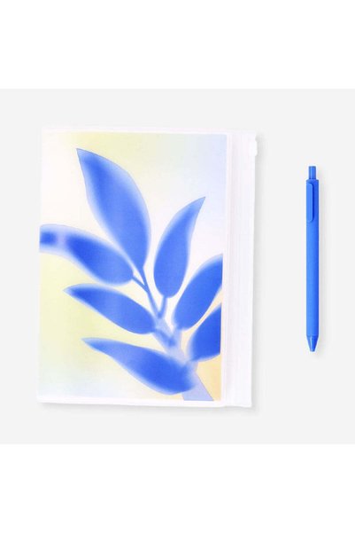 Blue Leaf Patterned Notebook A6