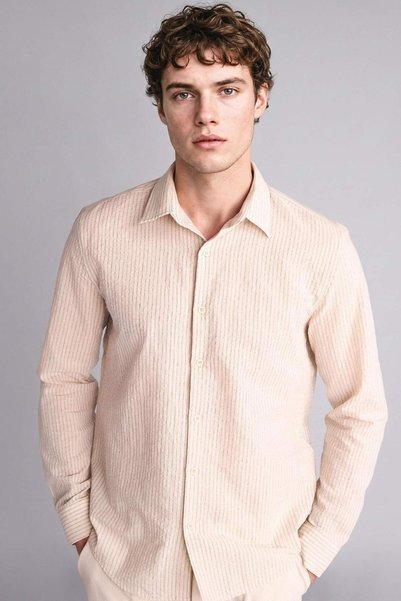Modern Fit Striped Twill Long Sleeve Shirt G7410Ax26Sm