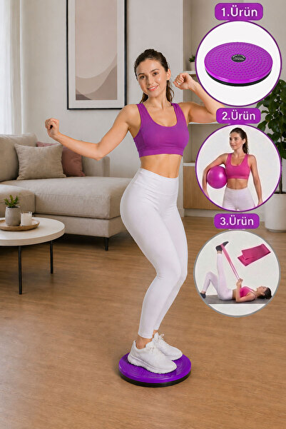 Твистер за слабеење на половината + пилатес топка за рамнотежа + пилатес лента - сет од 3
